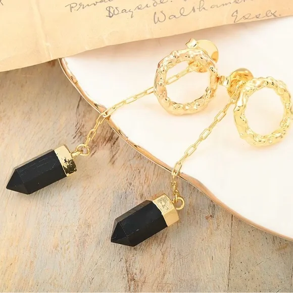 Colors of Brazil Obsidian Earrings in Goldtone 17.00 ctw - Picture 3 of 5